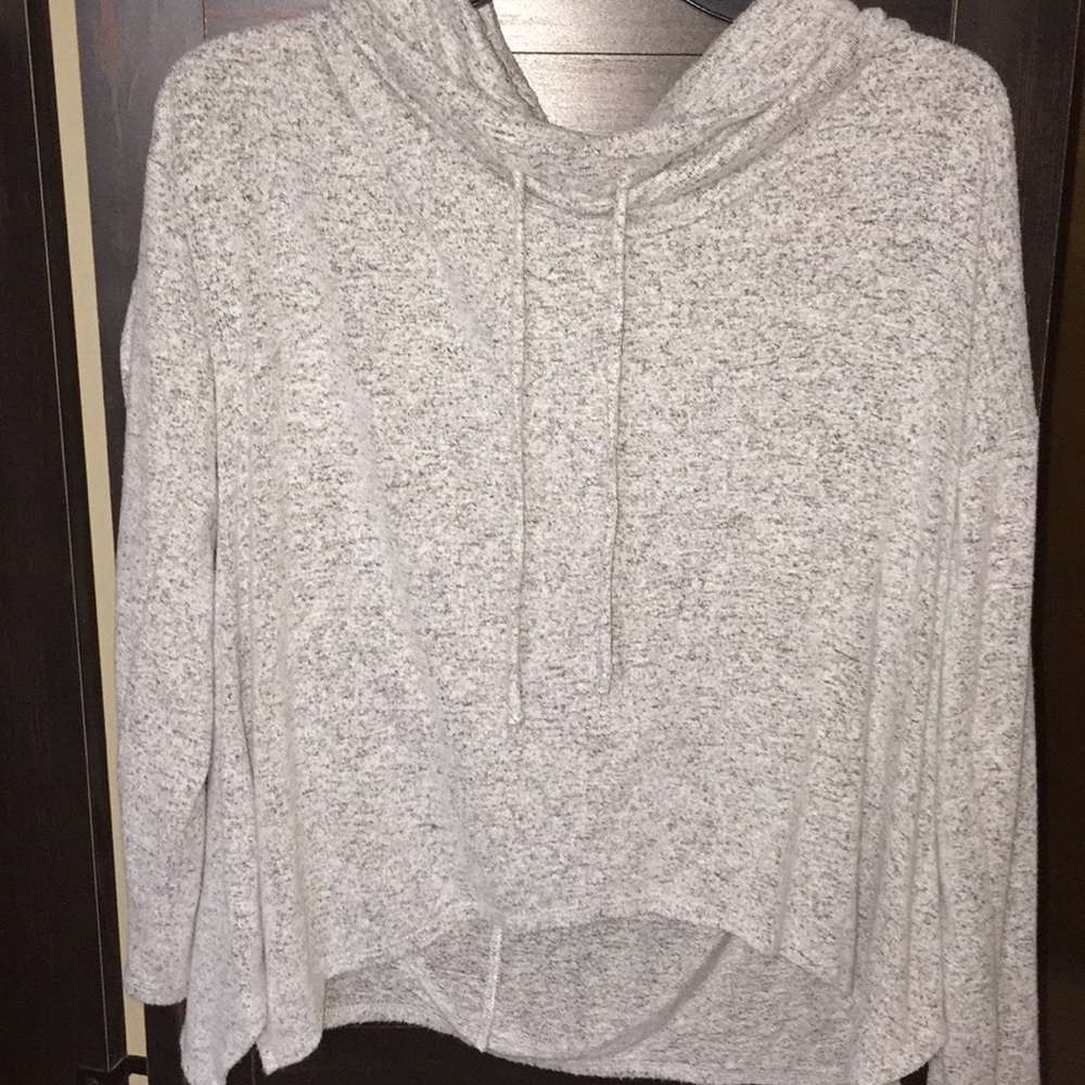 grey turtleneck sweatshirt